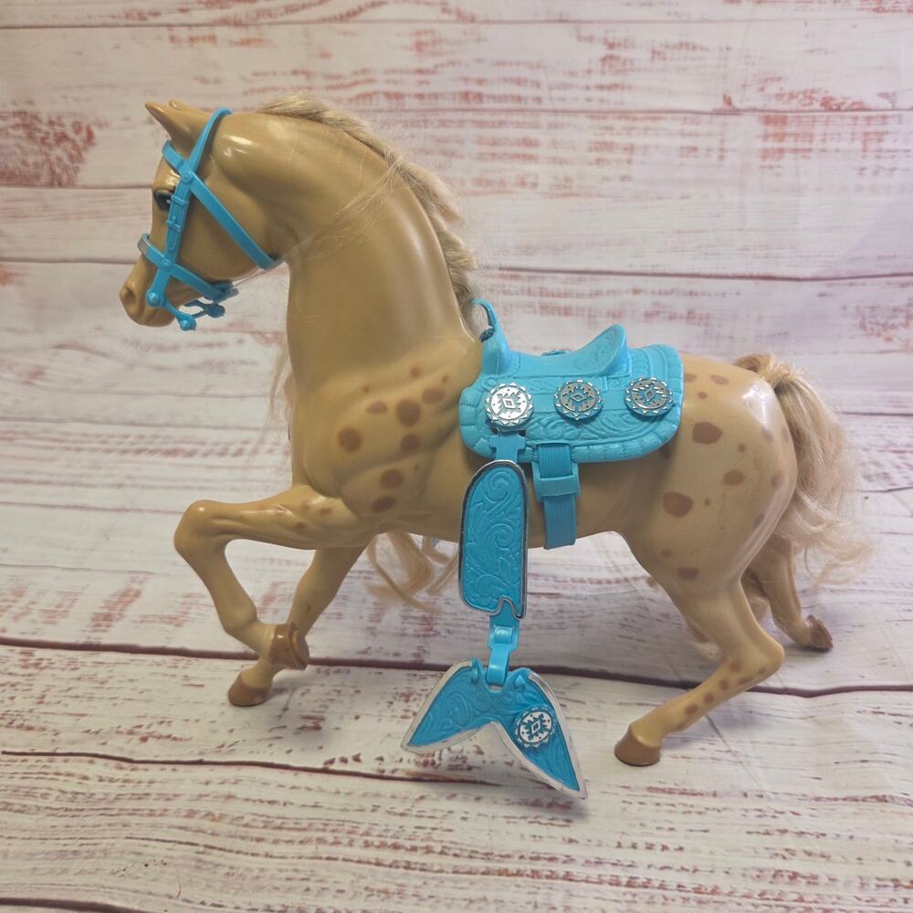 Vintage Barbie Horse Tan with Teal Saddle & Bridle